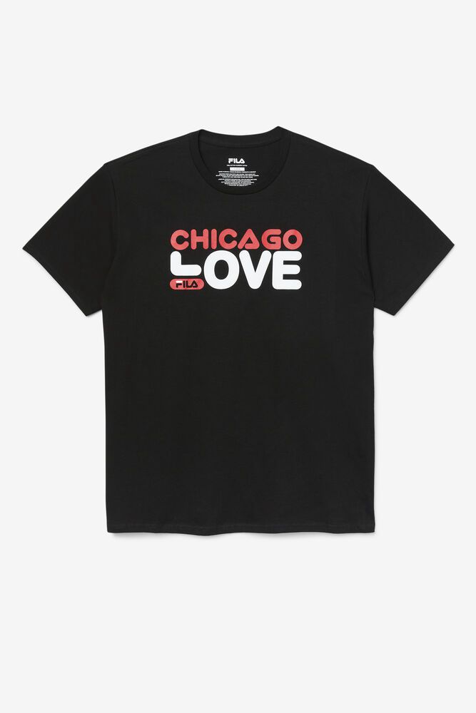 Fila T-Shirt Mens Black - Chicago Love - Philippines 9461032-DQ